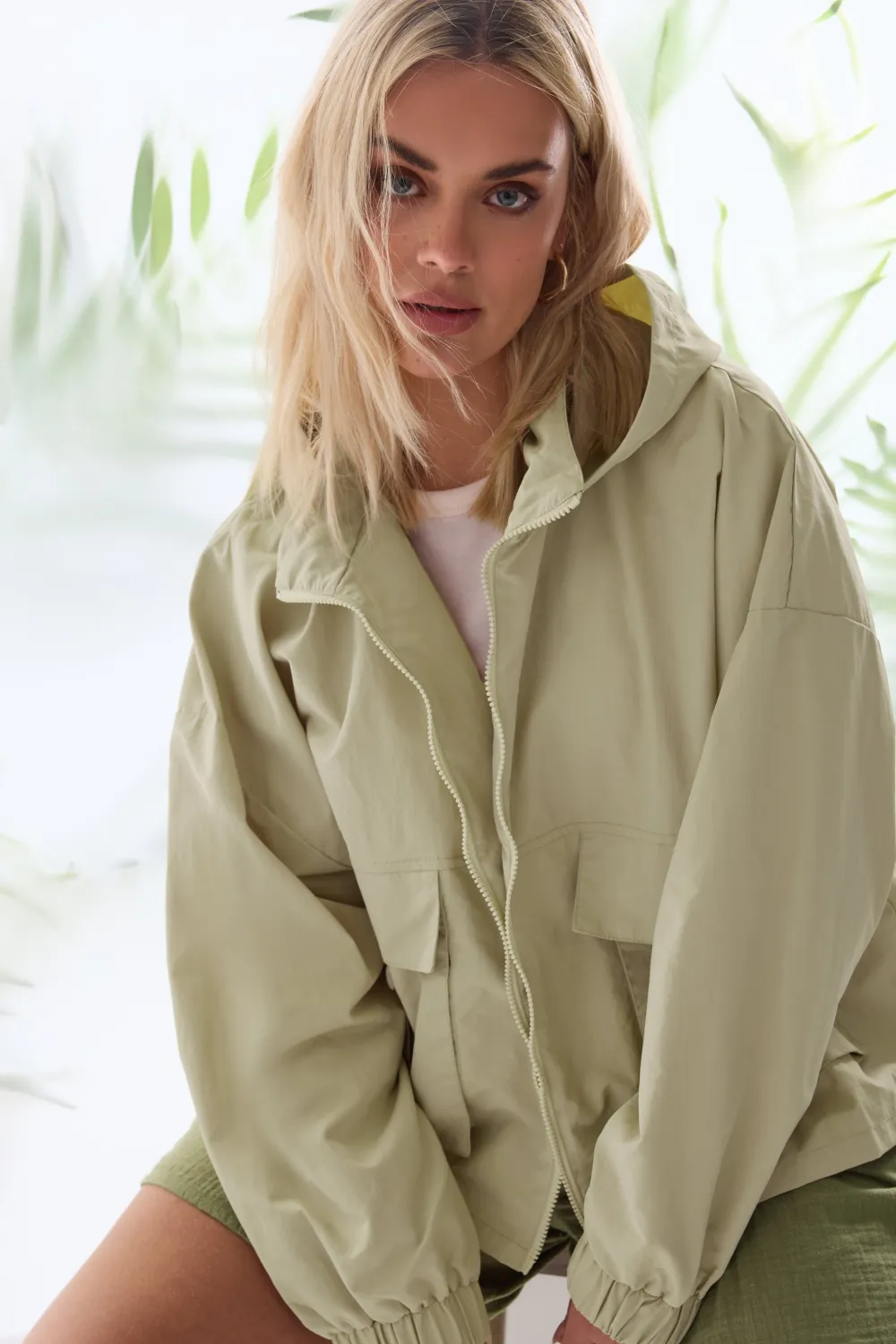 YOURS Curve Stone Brown Hooded Cargo Jacket