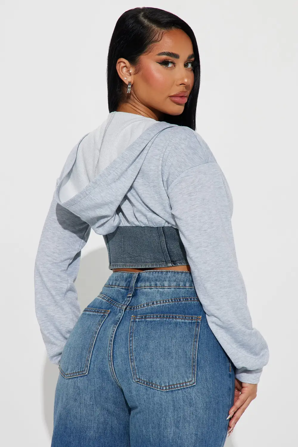 Autumn Favorite Corset Hoodie - Heather Grey