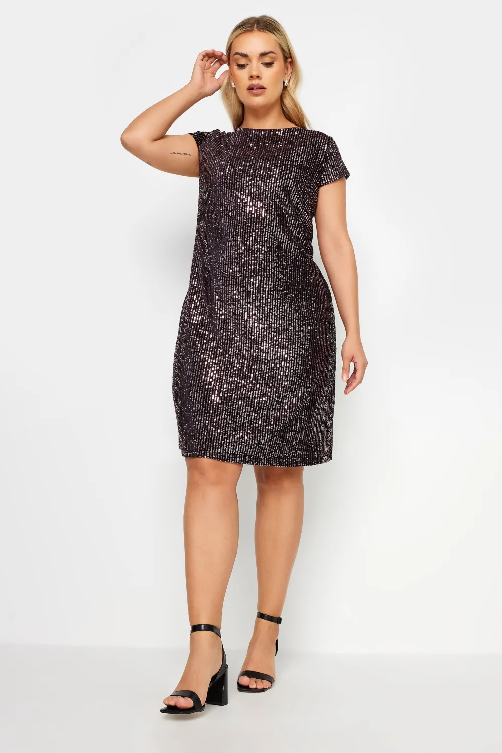 YOURS Curve Purple Sequin Embellished Velvet Midi Dress