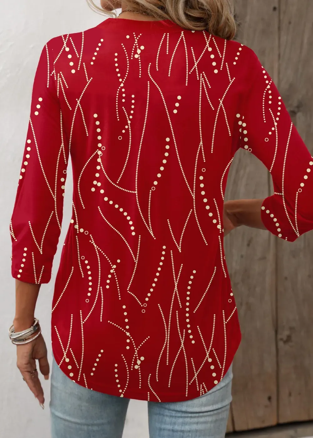 Black Friday Red Hot Stamping Geometric Print T Shirt