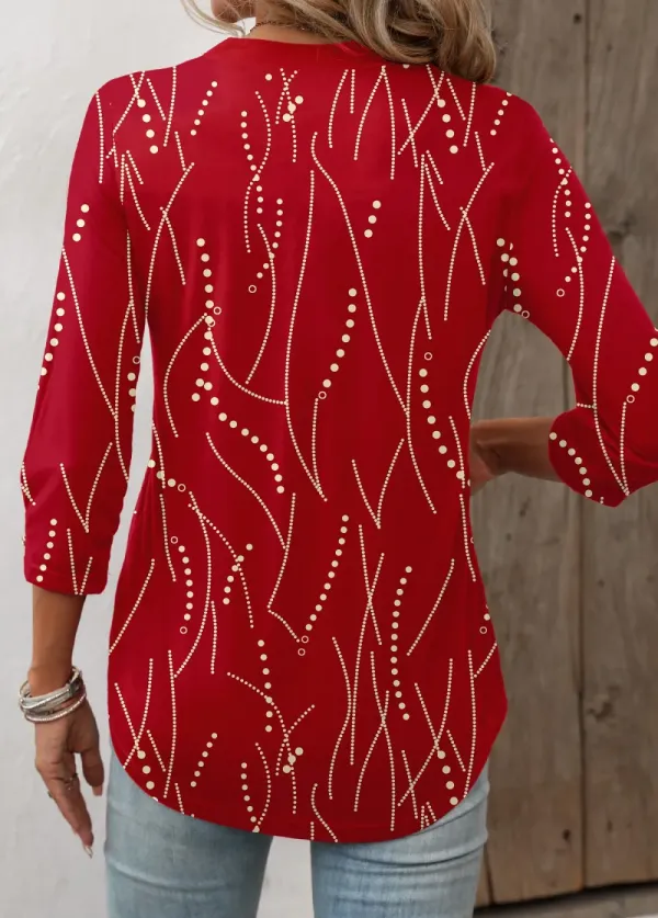Black Friday Red Hot Stamping Geometric Print T Shirt