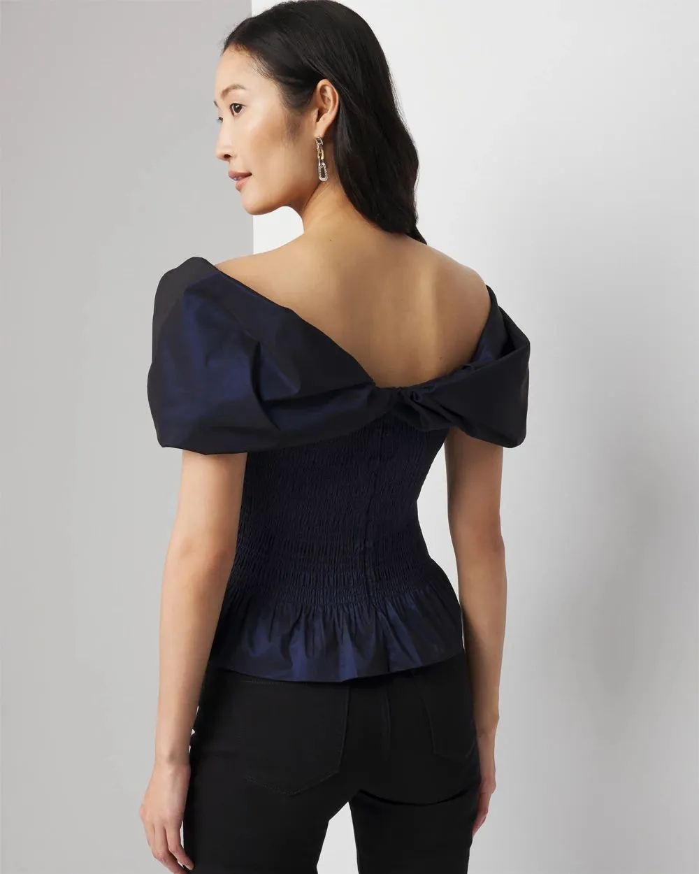 Petite Off-the-Shoulder Taffeta Bustier