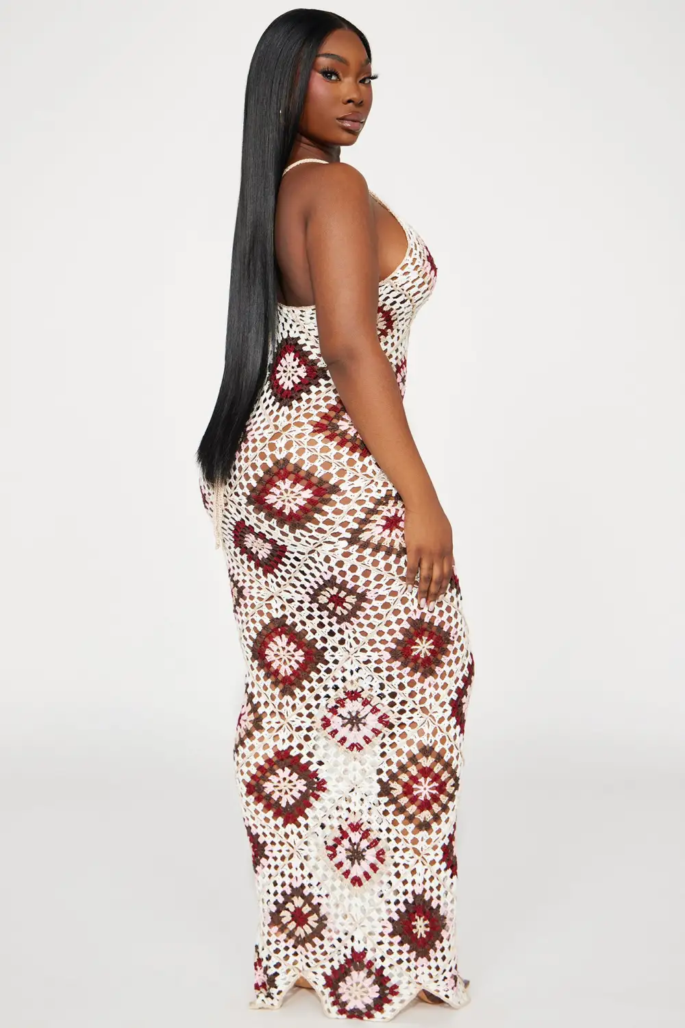 Amalfi Coast Crochet Maxi Dress - Cream/combo