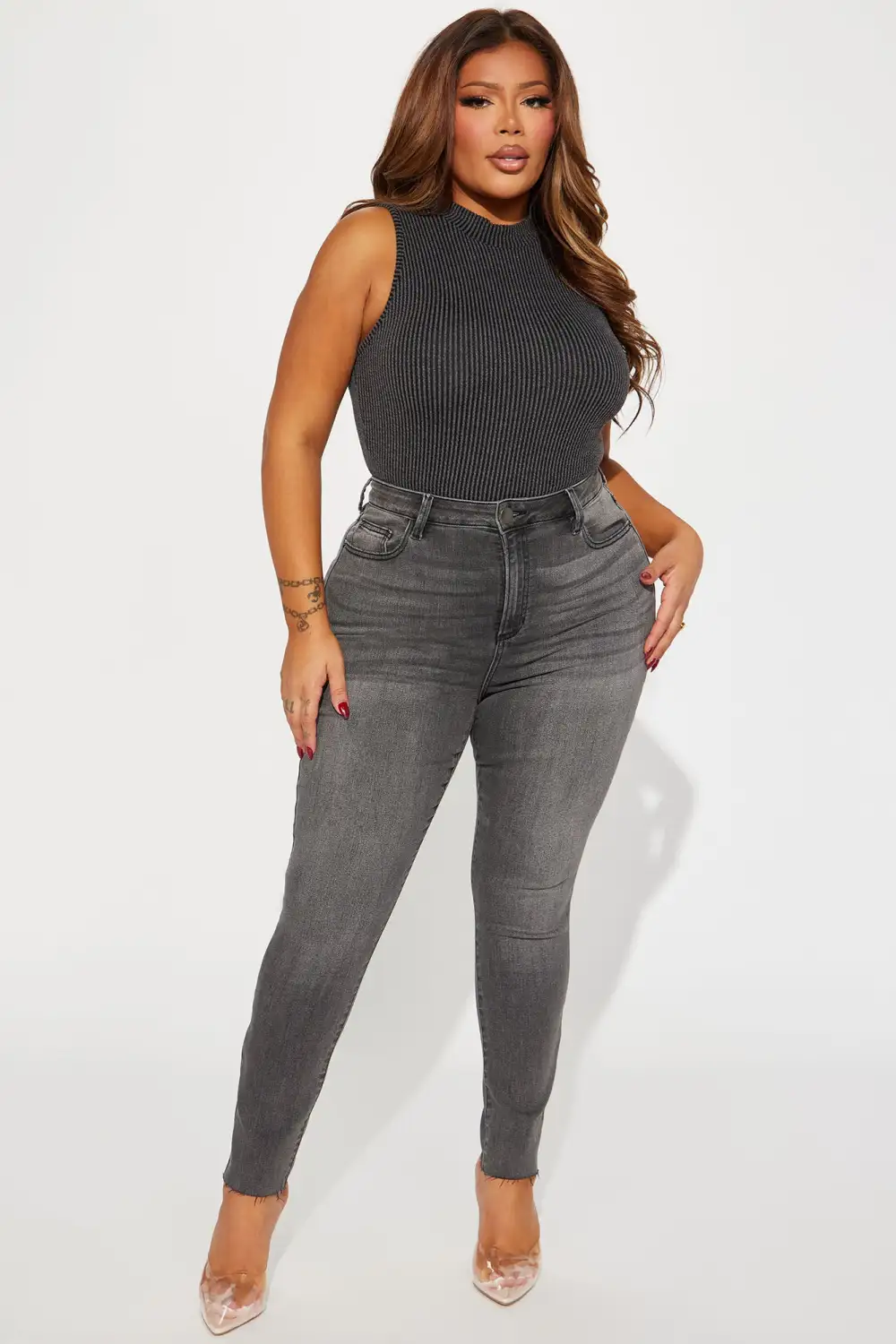 Denice Ribbed Bodysuit - Black