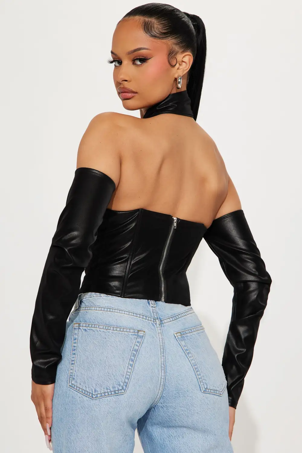 Best Of Both Faux Leather Corset Top - Black