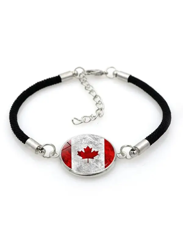 Canada Maple Leaf Flag Braided Bracelet