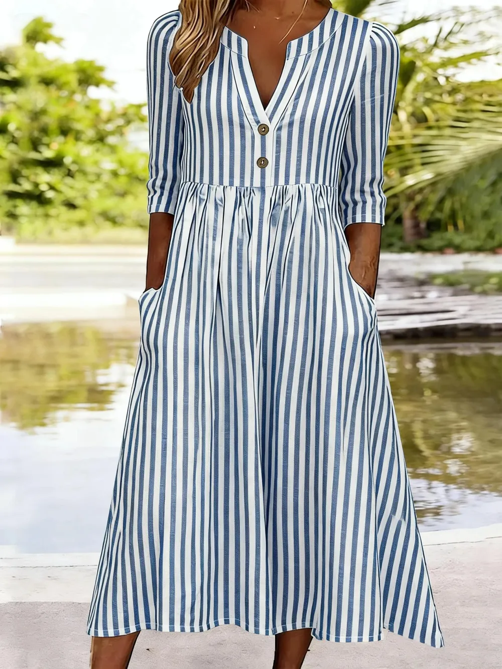 Women's Casual Retro Striped Dress
