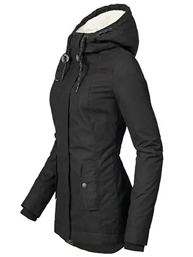 Women's Parka Street Fall Winter Puffer Jacket Coat Windproof Warm 3 in 1 Loose Casual Sports Jacket Long Sleeve Solid Color Zipper Purple Blushing Pink Waterpoof Daily Wear Down Parkas Lined