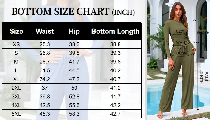 2-Piece Ribbed Knit Long Sleeve Crop Top Wide Leg Pants