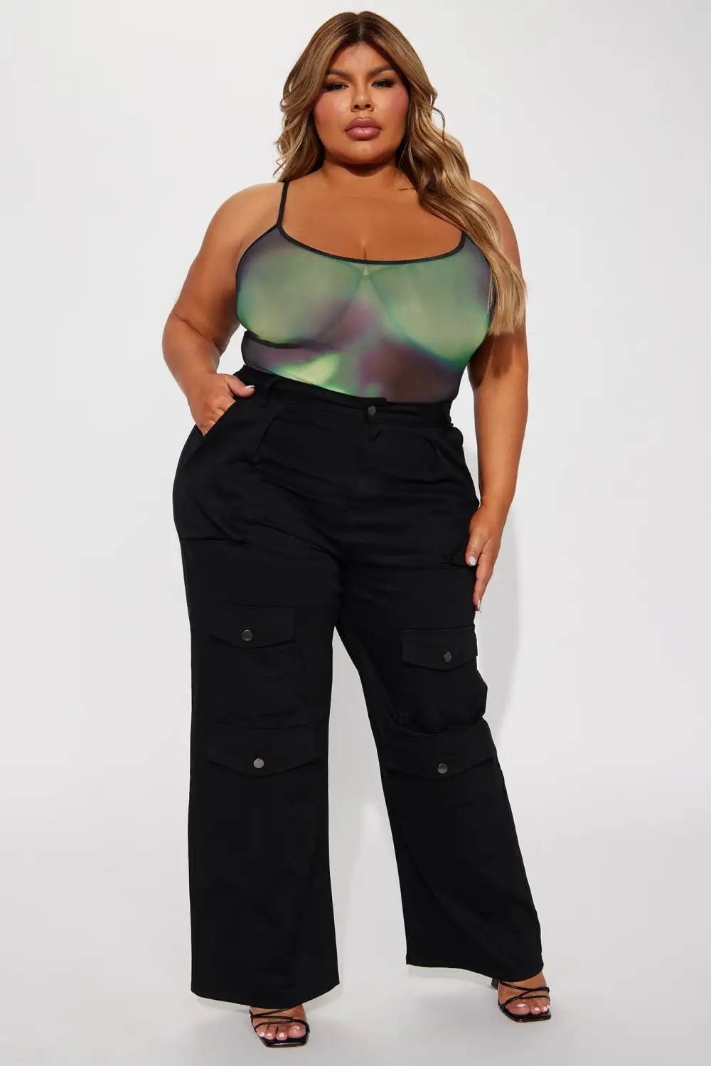 Best Side Of Me Mesh Bodysuit - Green/combo