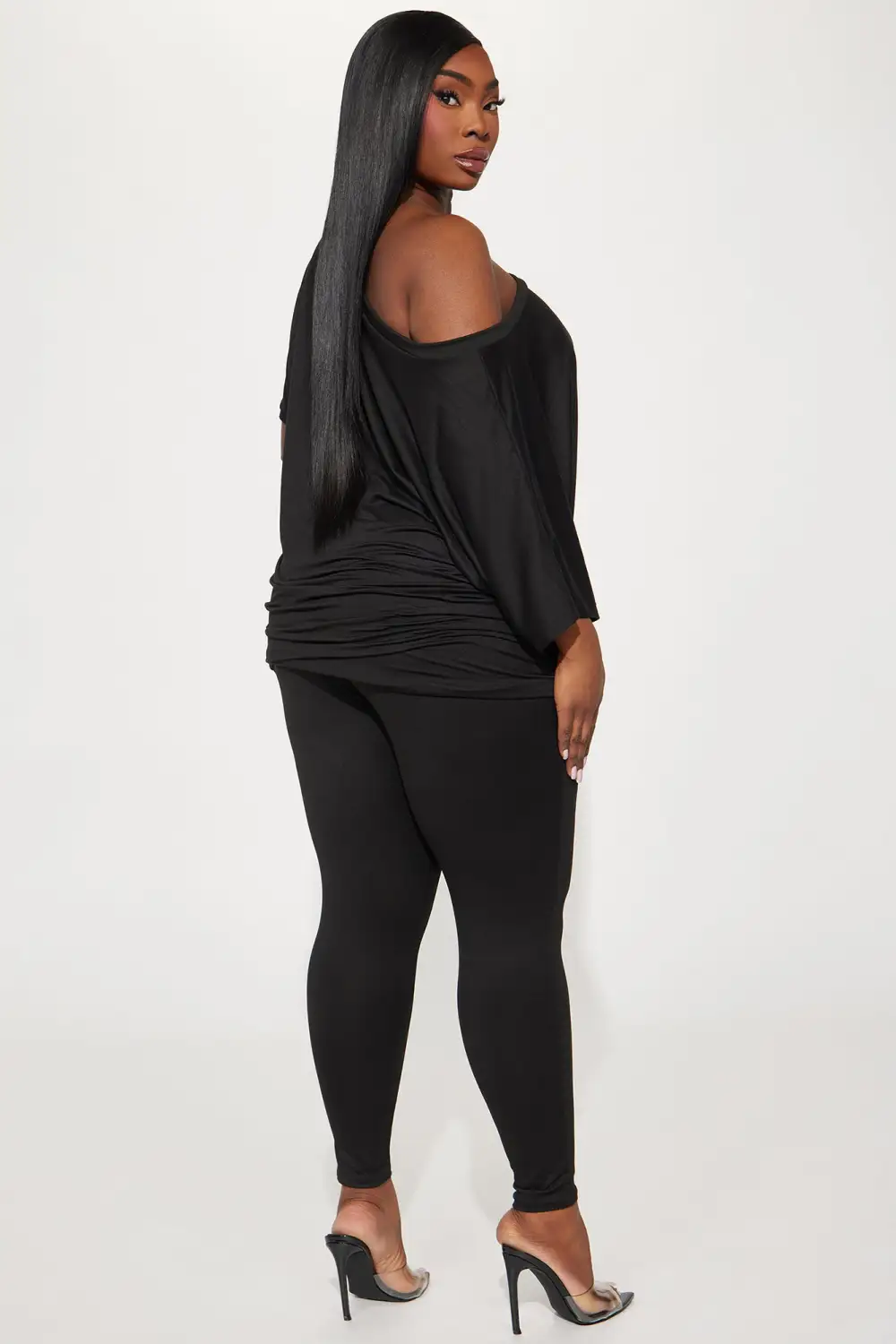 Camila Short Sleeve Legging Set - Black