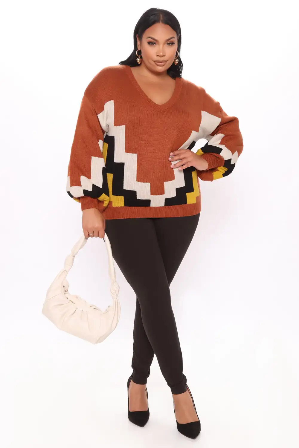 In That Moment Colorblock Sweater - Brown/combo