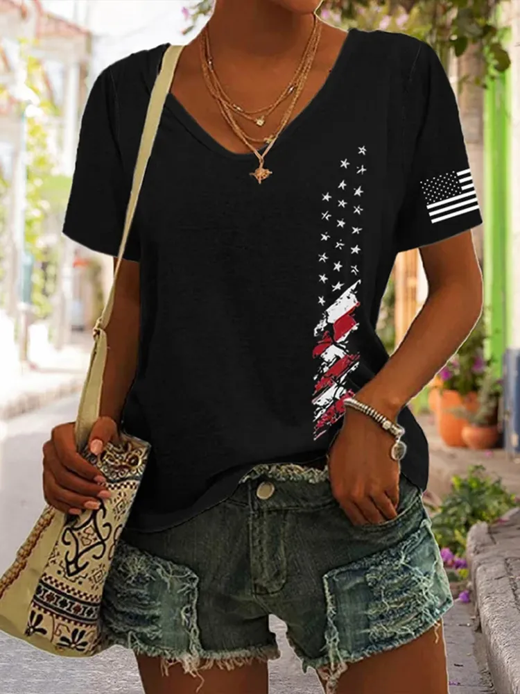 Women's Independence Day Printed Casual T-Shirt