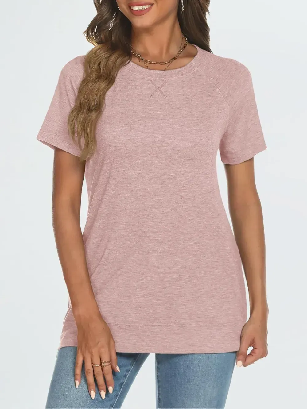 AUTOMET T Shirts Short Sleeve Crewneck Tees for Women Trendy Lightweight Soft Casual Summer Tops Clothes 2024