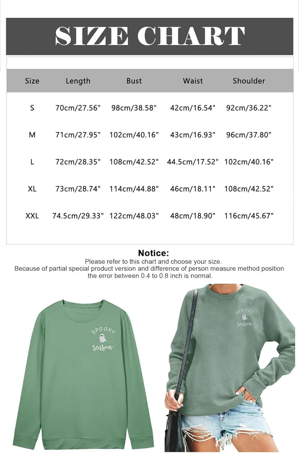 LOTUCY Halloween Sweatshirt Women Cute Spooky Season Sweatshirts Ghost Fall Embroidered Sweater Pullover Top