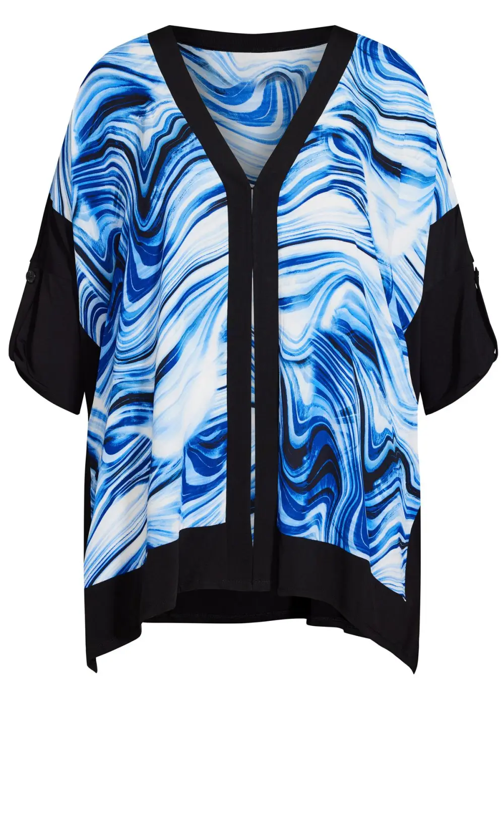 Evans Blue Swirl Print Kimono Jacket