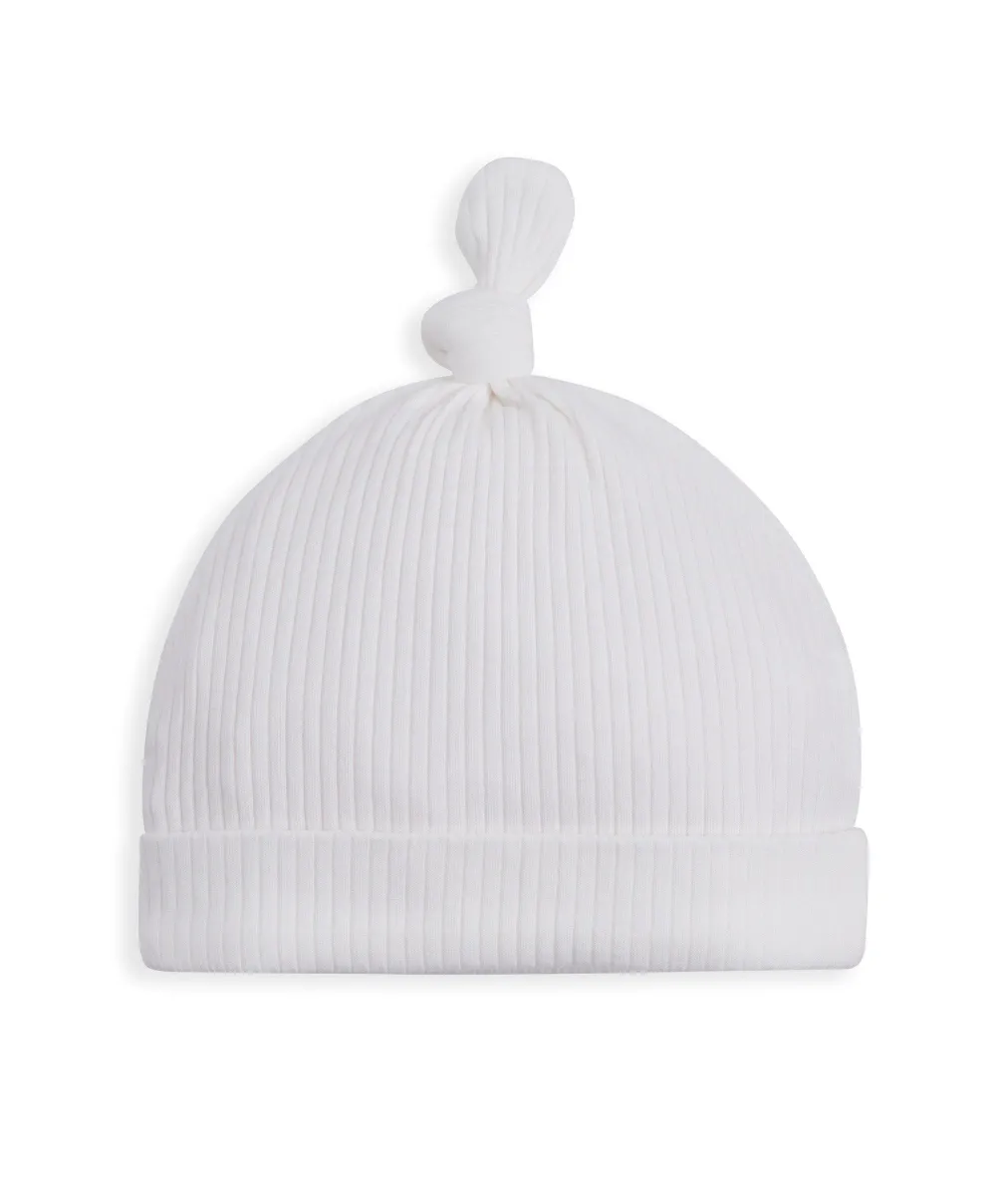 Organic Cotton Ribbed Hat - White