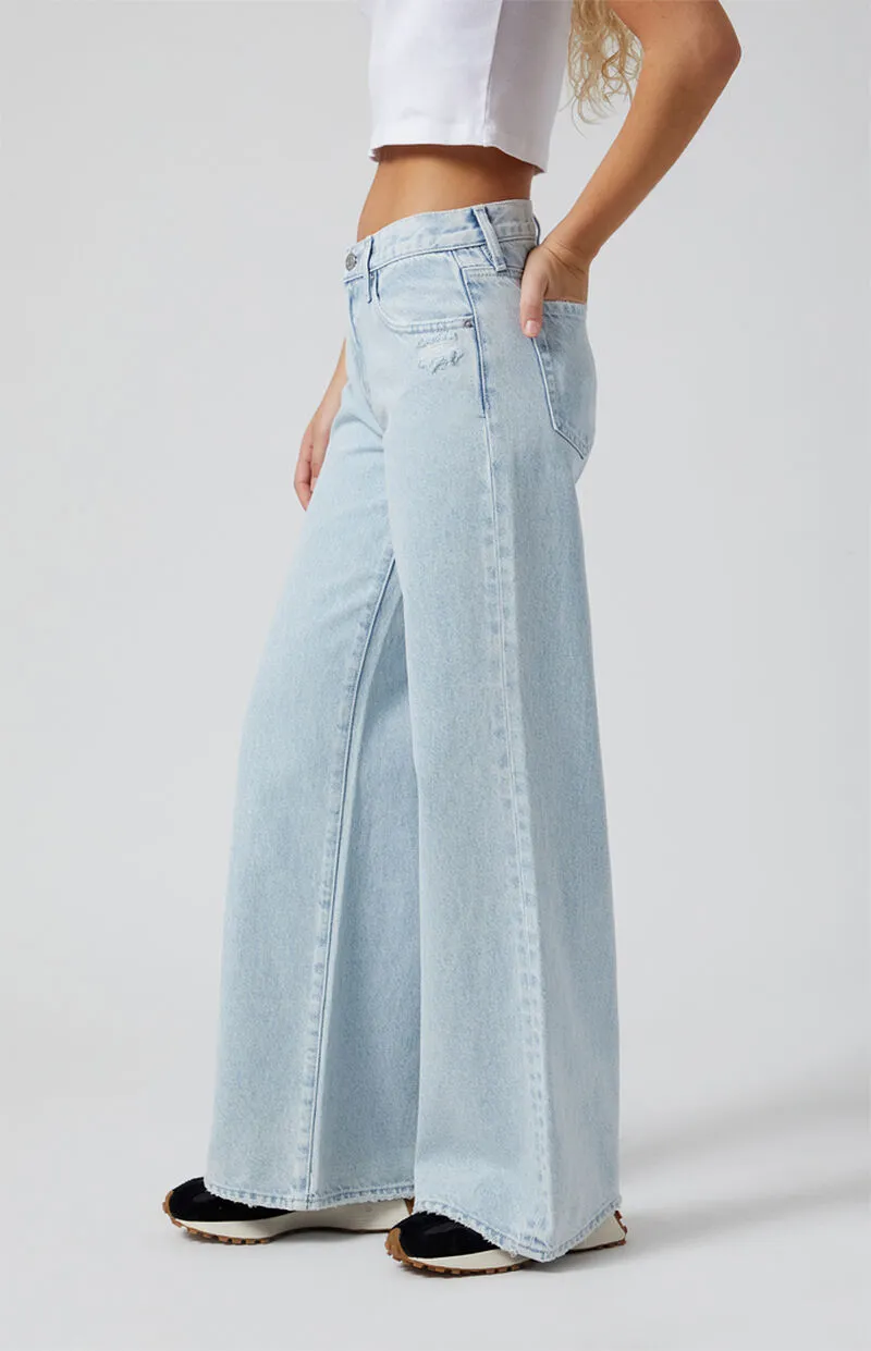 PacSun Lena Ripped Super Baggy Jeans Light Indigo