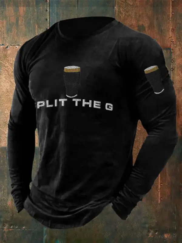 Men's Retro St Patrick's Day Split The G Guinness Beer Print T-Shirt