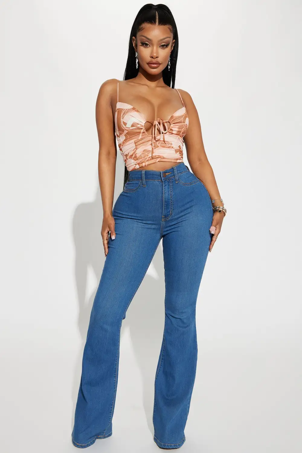 Helsey Mesh Top - Peach/combo
