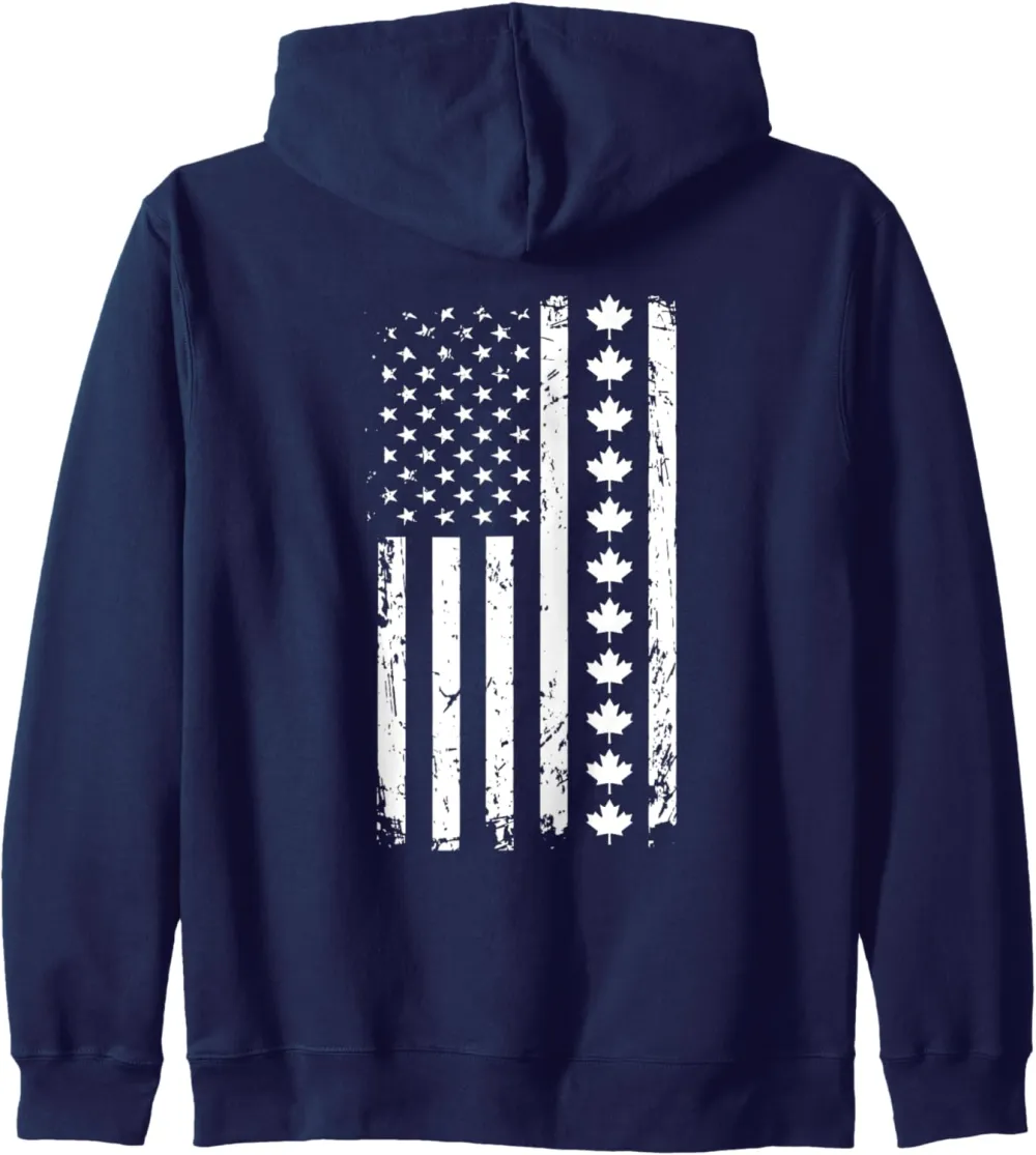 51st State Flag of America Oh Canada Welcome Maple Leaf Zip Hoodie