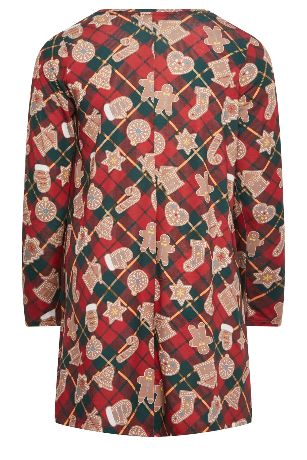 YOURS Curve Red Gingerbread Check Print Tunic Top