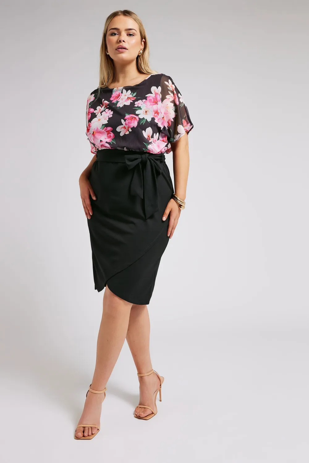 YOURS LONDON Curve Black Floral Print Dress