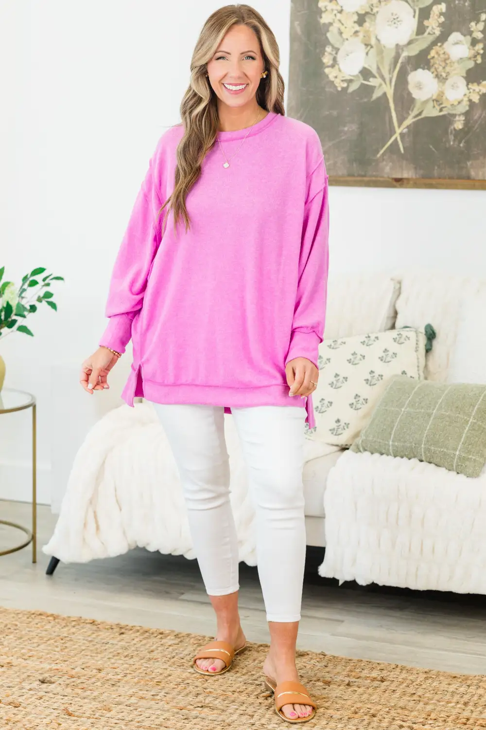 Say Hello Sweater, Bright Mauve