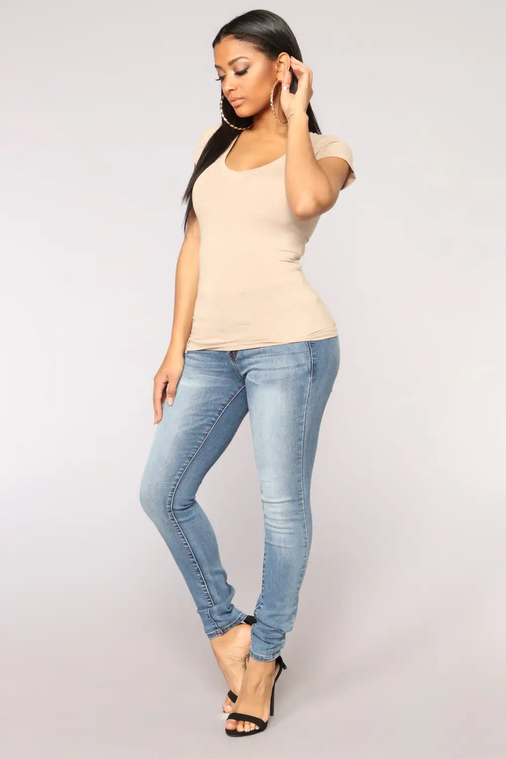 Lily V Neck Top - Mocha