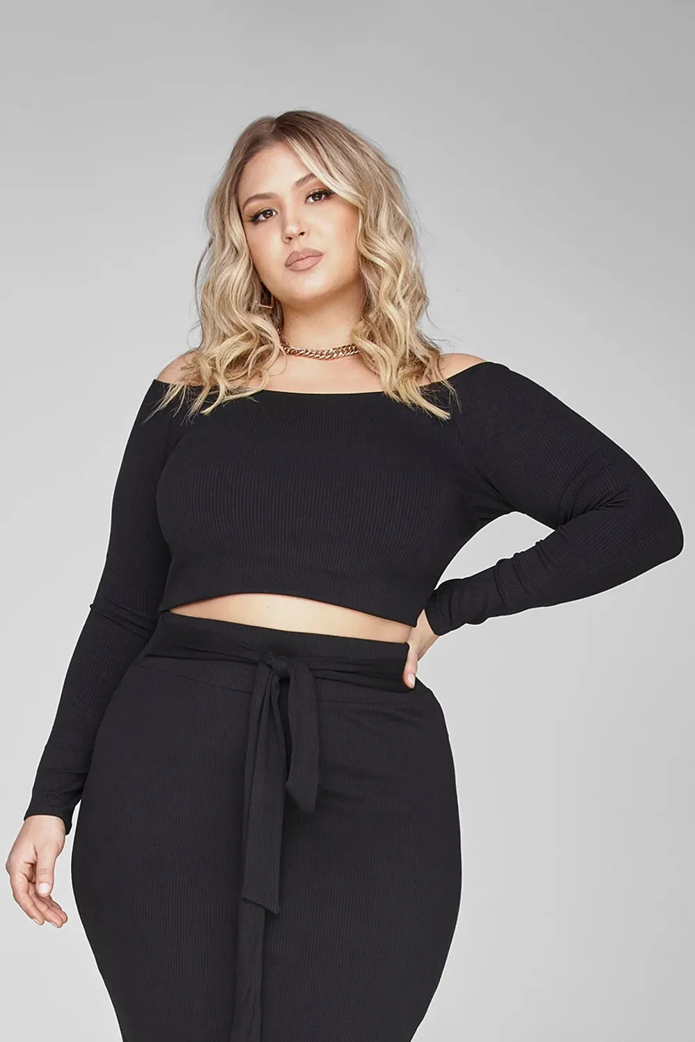 Off The Shoulder Rib Knit Top