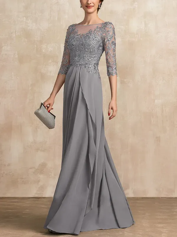 Chiffon Lace Bridal Mom Dress