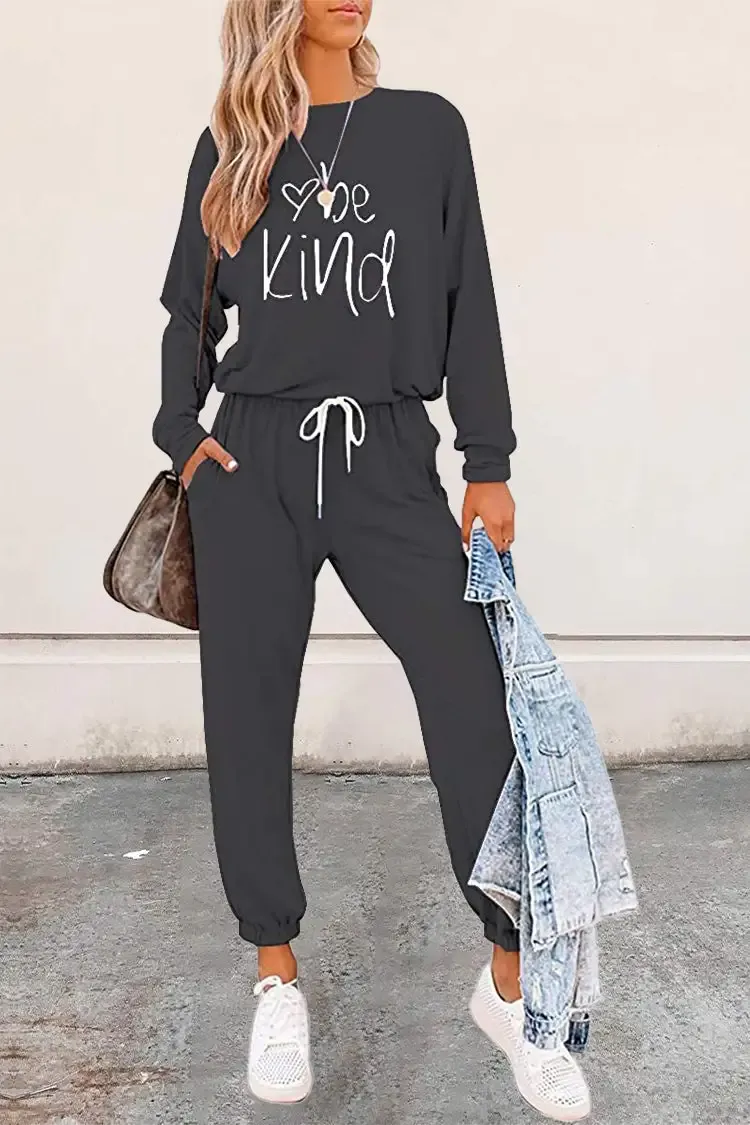 Black Crew Neck Long Sleeve Oversized Tracksuit