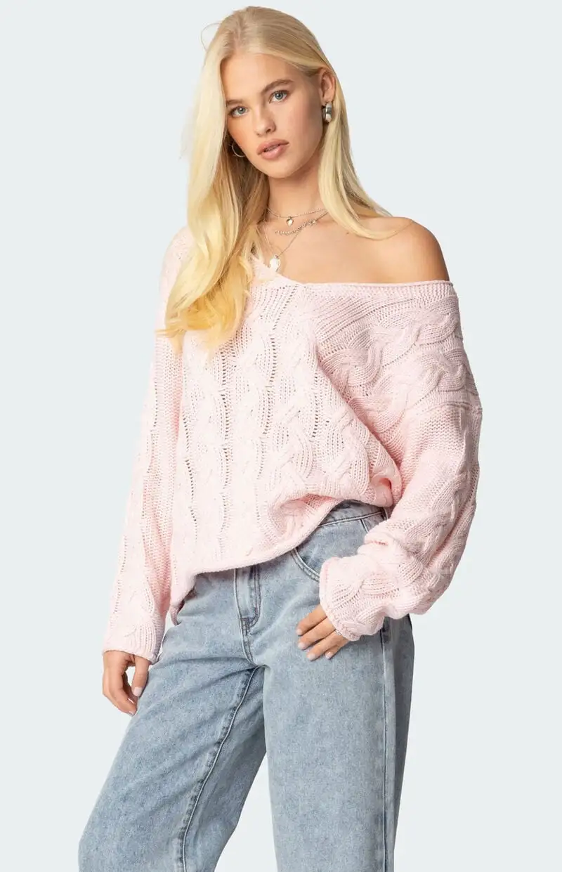 Edikted Inga Oversized Cable Knit Sweater