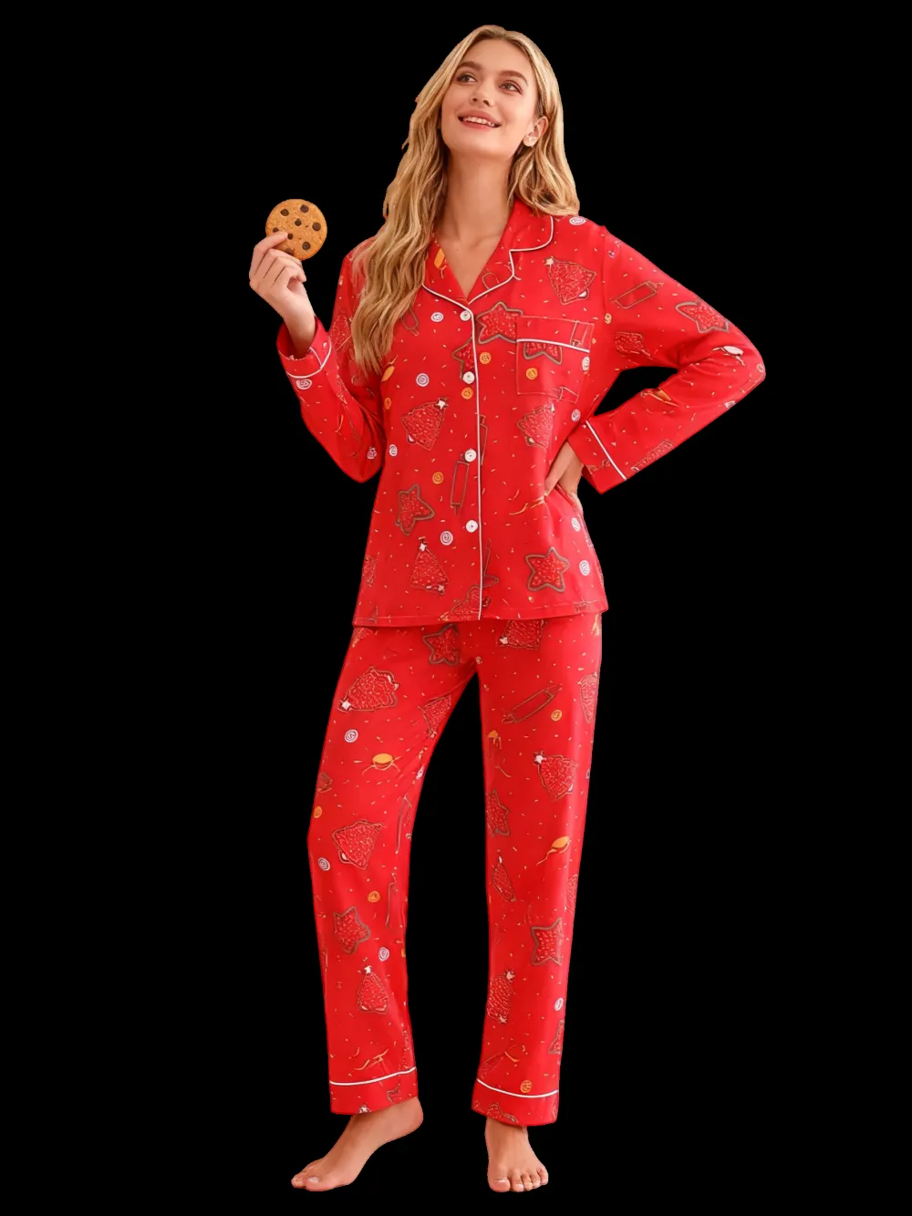 Autumn/Winter Christmas Two-Piece Pajama Set with Long Pants and Long Sleeves