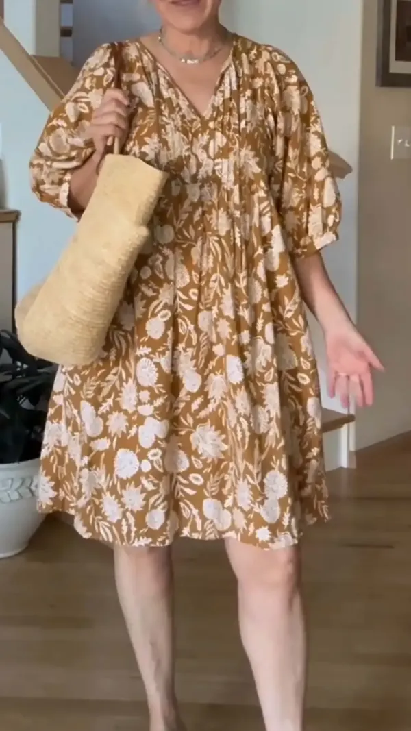 Women's Casual Floral print long sleeve dress