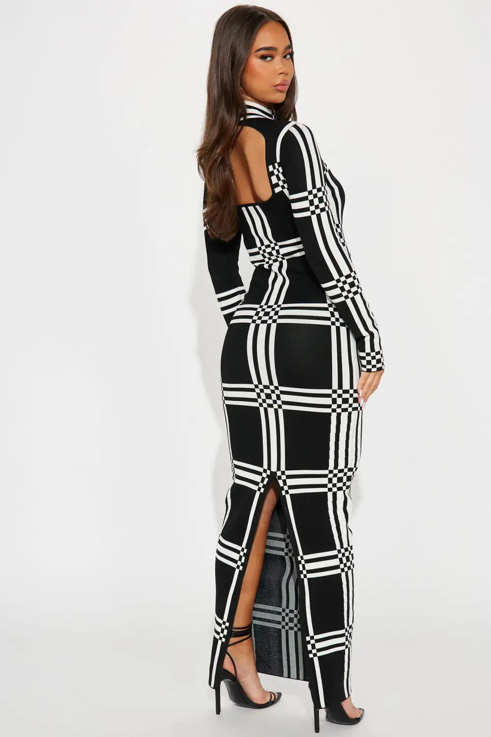 Claudia Knit Maxi Dress - Black/White