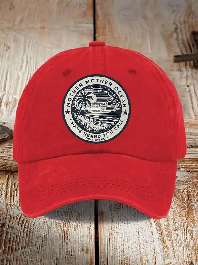 Retro Mother, Mother Ocean, I Have Heard You Call Print Baseball Cap
