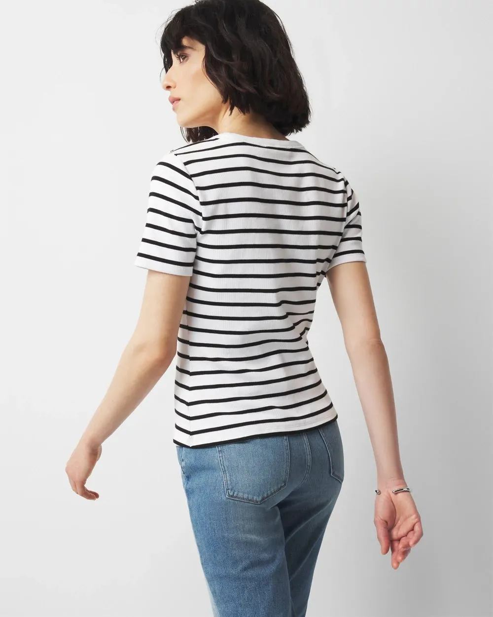 Short Sleeve Button Shoulder Tee
