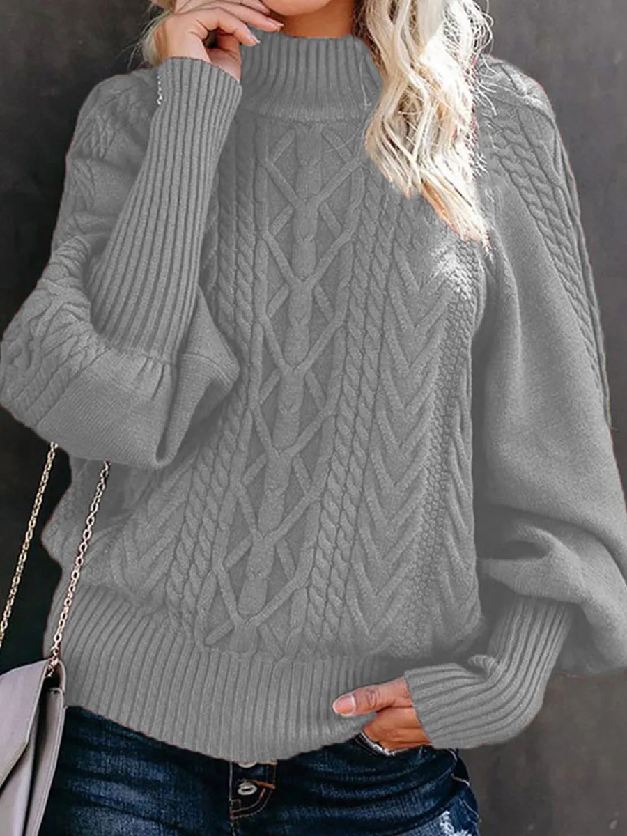 Pure Color Casual Loose Sweater Pullover