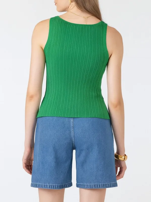 Boatneck Ribbed Sweater Tank Top