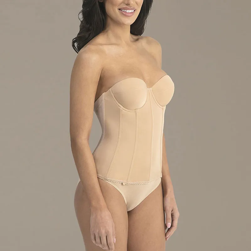 low back strapless torsolette