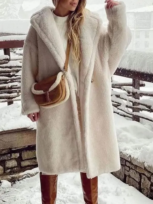 Lapel Collar Loose Casual Teddy Jacket