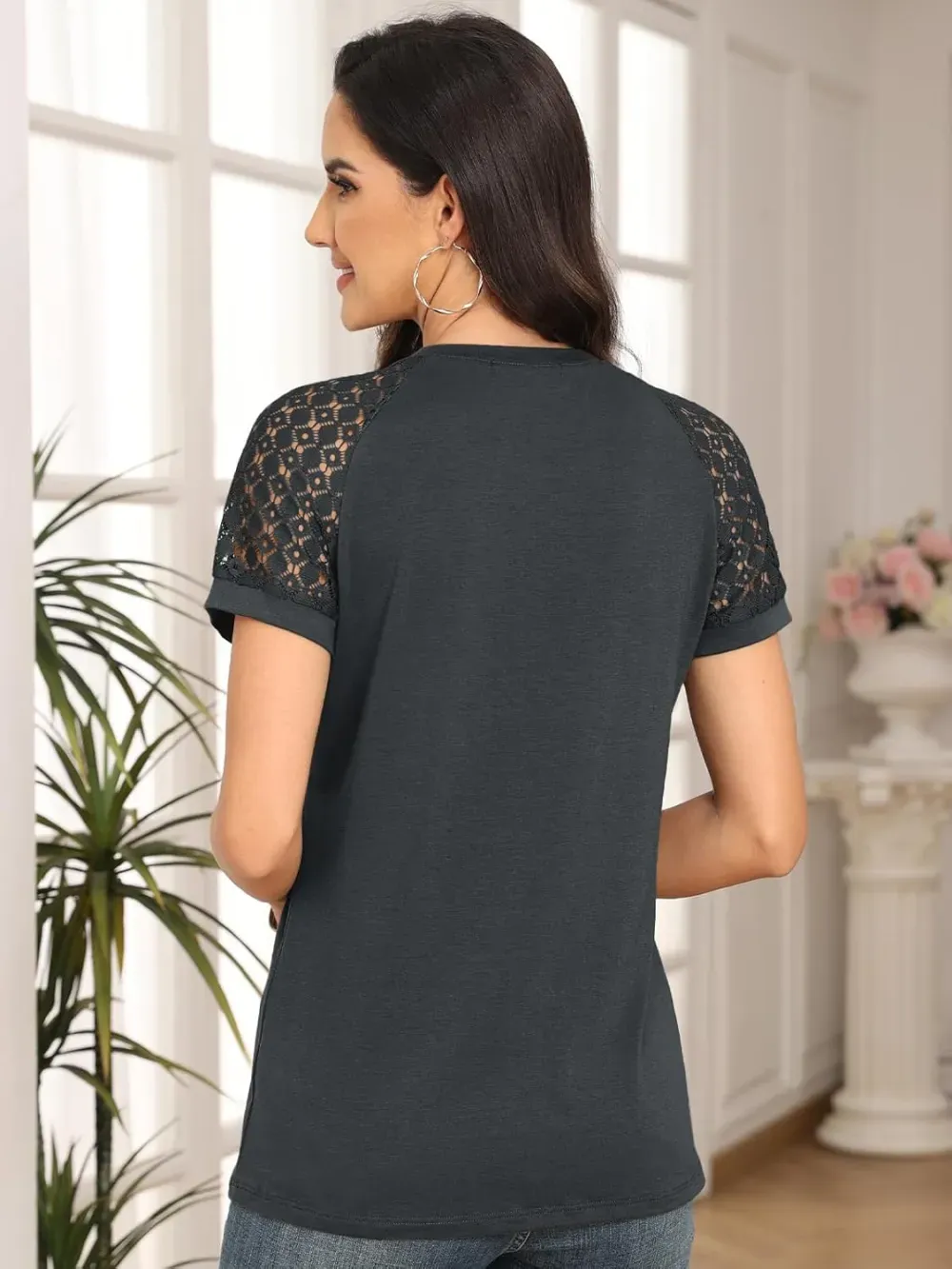 AUTOMET Womens Tshirts Trendy Fashion Tops Lace Short Sleeve Business Tee Shirts Casual Knitted Blouses Summer Outfits 2024