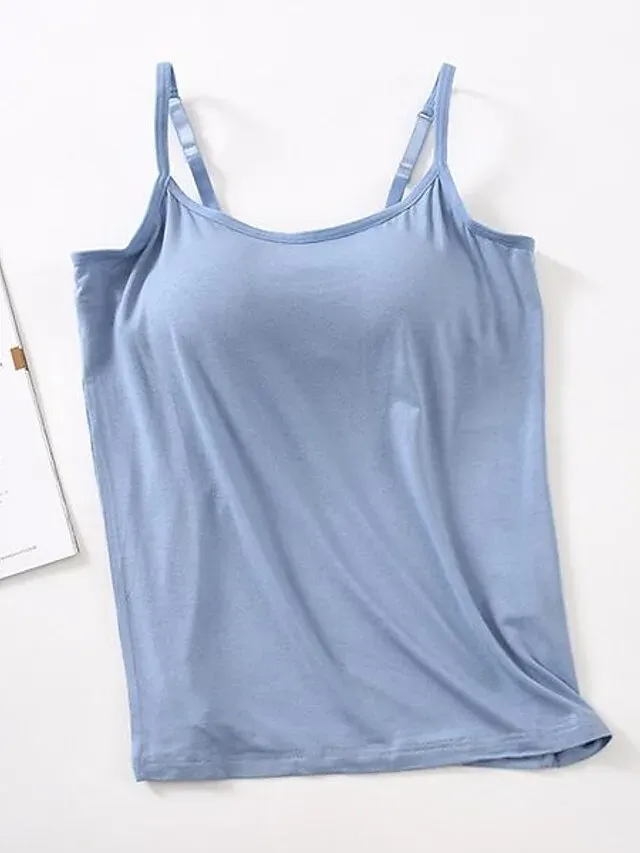 Women's Tank Top Basic Plain Regular Tops Sleeveless U Neck Regular Fit Casual Black White Pink Blue Khaki