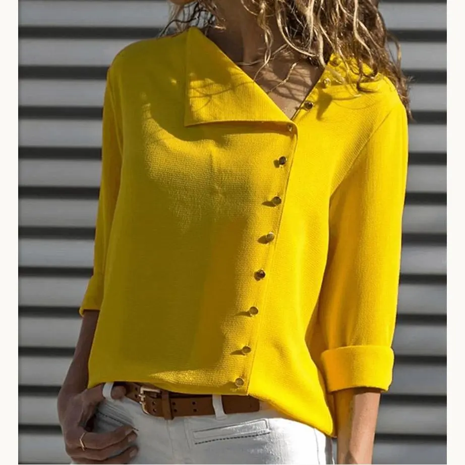 Oblique Collar  Long-sleeved Shirts