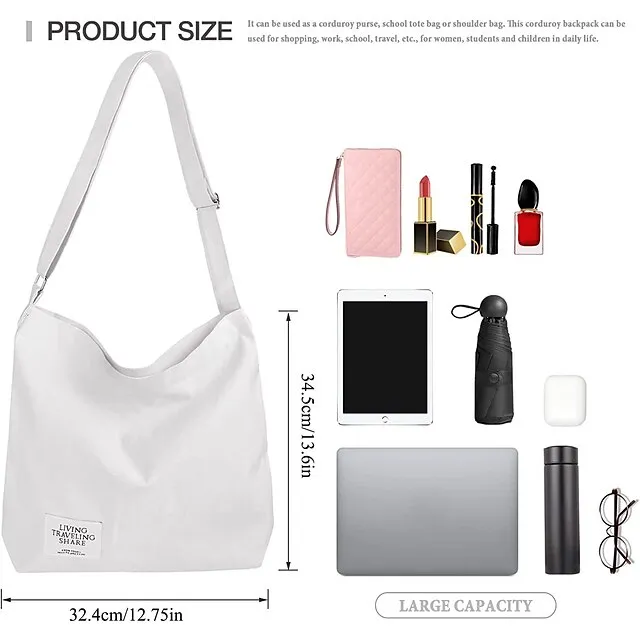 Canvas Tote Bag For Women Retro Large Size Canvas Shoulder Bag Hobo Crossbody Handbag Casual Tote For Shopping And Travel