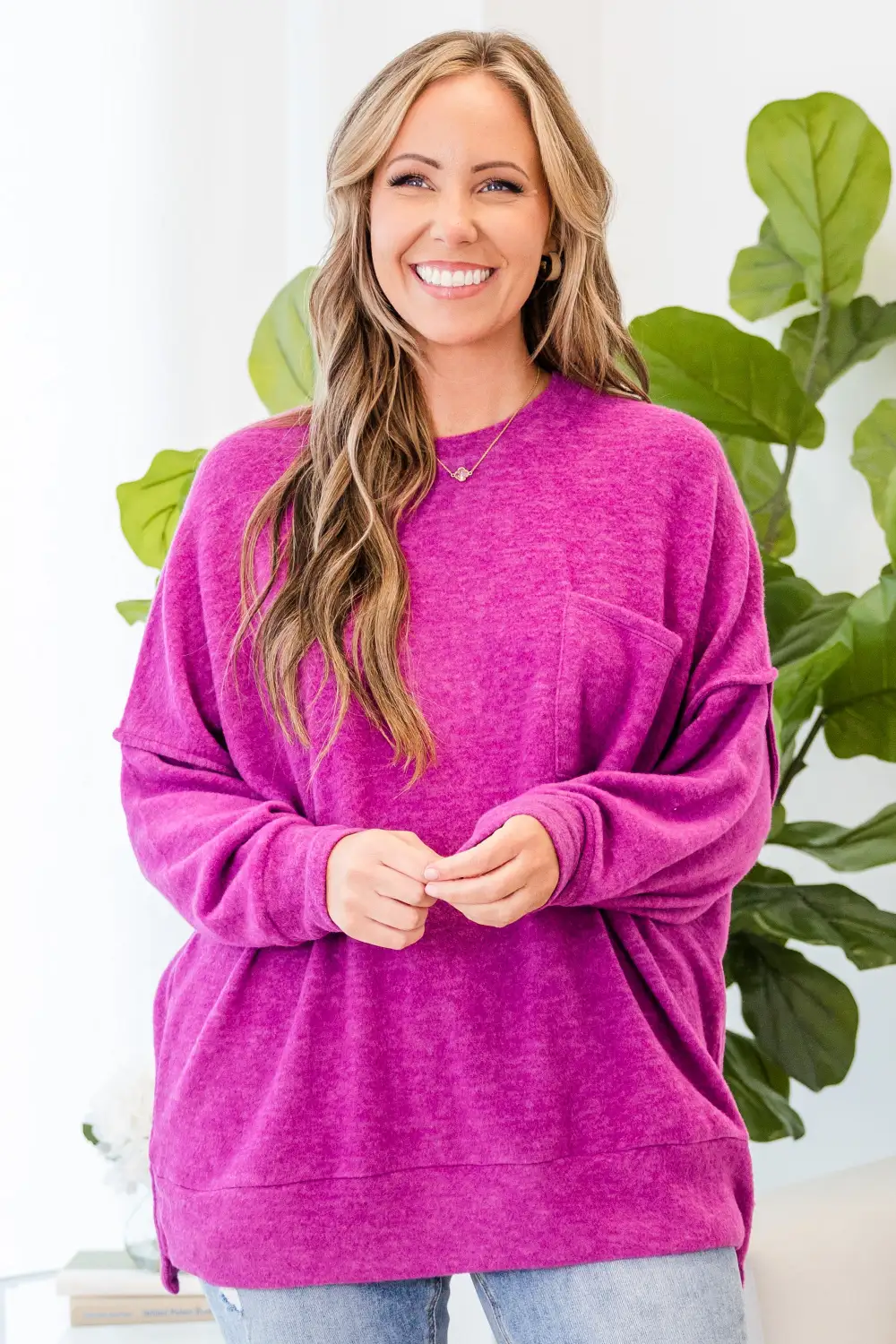 Just Take A Break Sweater, Light Plum