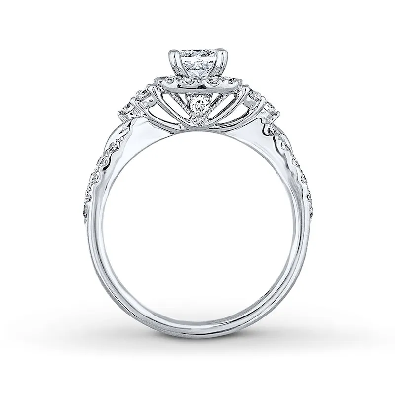 THE LEO Diamond Engagement Ring 1-1/8 ct tw Princess & Round-cut 14K White Gold