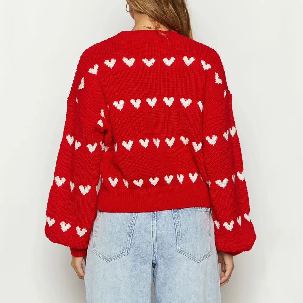 Lovey Heart Stripe Sweater