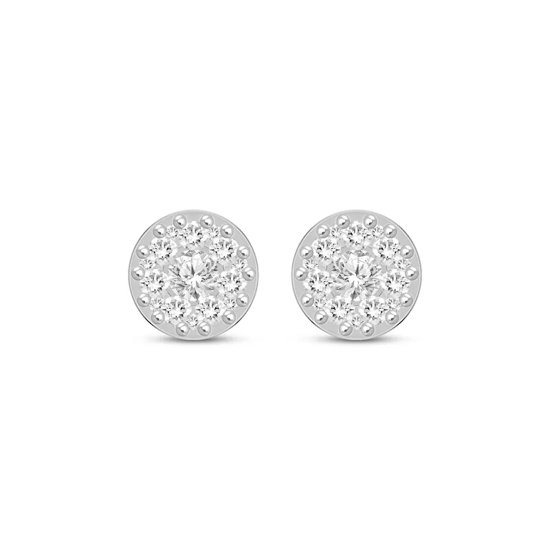 Men's Diamond Double Row Stud Earrings 1/2 ct tw Round-cut 10K Yellow Gold